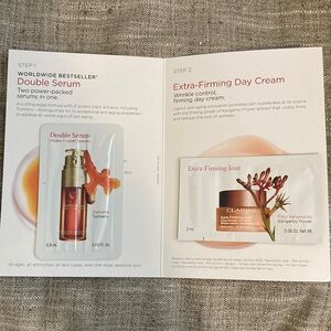 Bundle & Save 
SAMPLES Clarins double serum and extra firming day cream